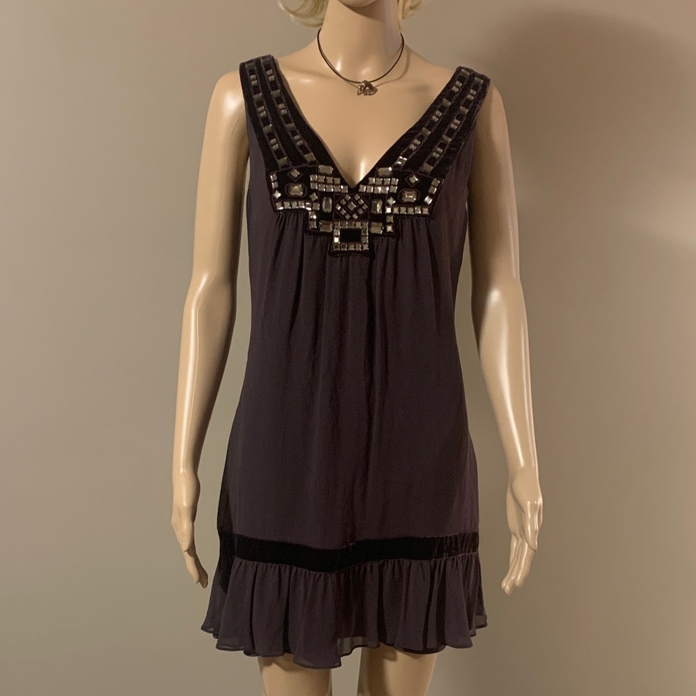 Nine West Brown Embellished Mini Dress Size 4